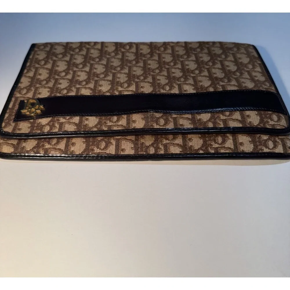 Vintage Dior Trotter Clutch Bag Bordeaux Authentic Used